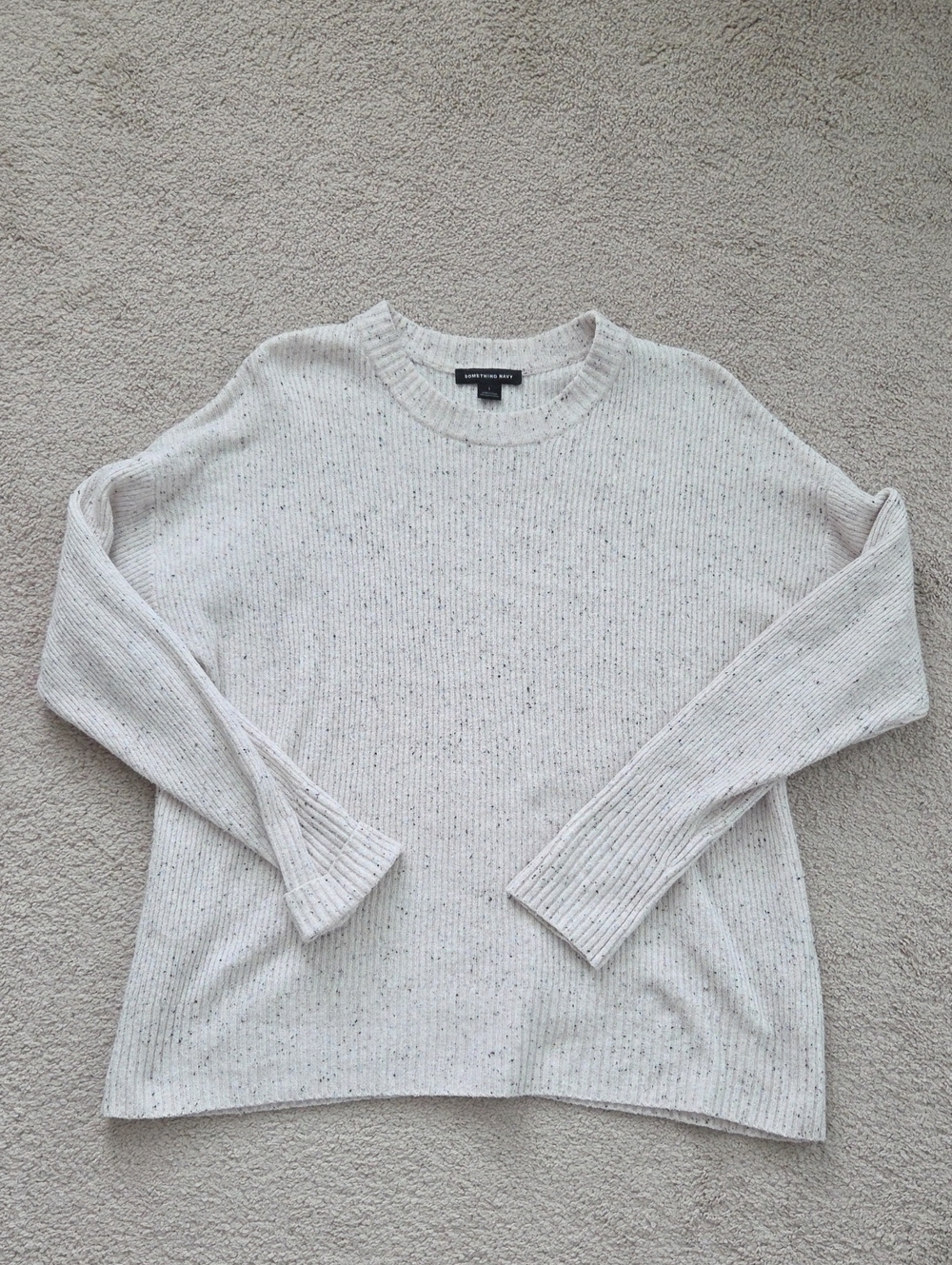 Something Navy Cream Speckled Crewneck Sweater